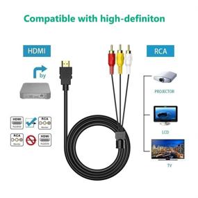 img 3 attached to 🔌 1080P HDMI в RCA адаптер кабеля - 5ft/1.5m мужской HDMI в мужской 3-RCA аудио-видео адаптер для HDTV от Mcxan.