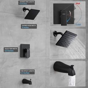 img 2 attached to 🚿 Esnbia Shower Tub Kit: Matte Black Tub and Shower Faucet Set with Rain Shower Head and Tub Spout - Valve Included