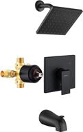 🚿 esnbia shower tub kit: matte black tub and shower faucet set with rain shower head and tub spout - valve included logo