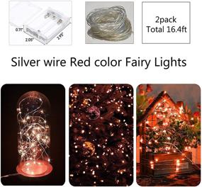 img 3 attached to 🌟 Red Copper Wire Starry Fairy Lights - Mini Battery Operated LED String Lights for Bedroom, Christmas, Parties, Wedding, Centerpiece Decoration - 5m/16ft Length