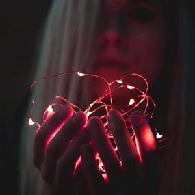 img 4 attached to 🌟 Red Copper Wire Starry Fairy Lights - Mini Battery Operated LED String Lights for Bedroom, Christmas, Parties, Wedding, Centerpiece Decoration - 5m/16ft Length