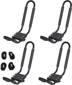 img 1 attached to 🚣 Enhance Your Outdoor Adventures with ECOTRIC J-Bar Universal Kayak Canoe Top Mount Carrier Roof Rack - 2 Pairs | Perfect for Boat, SUV, Van, Car | Extended 3-Month Warranty Offer!