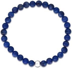 img 3 attached to 💎 Sea of Ice Precious Gemstone 6mm Round Beads: Sterling Silver Stretchy Bracelet, 7.5" Unisex
