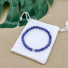 img 1 attached to 💎 Sea of Ice Precious Gemstone 6mm Round Beads: Sterling Silver Stretchy Bracelet, 7.5" Unisex