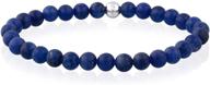 💎 sea of ice precious gemstone 6mm round beads: sterling silver stretchy bracelet, 7.5" unisex logo