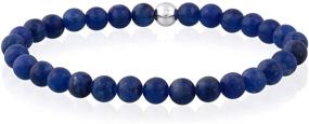 img 4 attached to 💎 Sea of Ice Precious Gemstone 6mm Round Beads: Sterling Silver Stretchy Bracelet, 7.5" Unisex