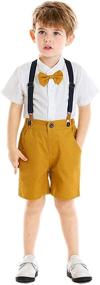 img 3 attached to 👔 Cute and Stylish Boys' Clothing Sets with Sleeve Button, Bowtie, and Suspender Accents