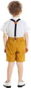 img 2 attached to 👔 Cute and Stylish Boys' Clothing Sets with Sleeve Button, Bowtie, and Suspender Accents