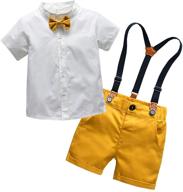 👔 cute and stylish boys' clothing sets with sleeve button, bowtie, and suspender accents logo