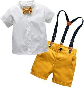 img 4 attached to 👔 Cute and Stylish Boys' Clothing Sets with Sleeve Button, Bowtie, and Suspender Accents