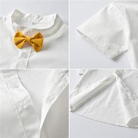 img 1 attached to 👔 Cute and Stylish Boys' Clothing Sets with Sleeve Button, Bowtie, and Suspender Accents