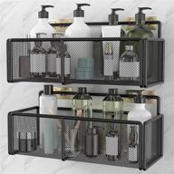 convenient and rustproof 2-pack shower caddy basket shelf with adhesives - no drilling required! ideal for bathroom, shower, and kitchen storage (black) logo