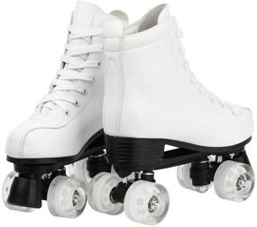 img 1 attached to 🌟 Light Up Women's Classic Roller Skates: Adjustable Double Row Four-Wheel Shiny Skates with Artificial Leather & Light Up Wheels - Unisex