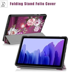 img 3 attached to 🌺 Hocase Compatible with Galaxy Tab A7 10.4 Case - Burgundy Flowers: Smart Flip PU Leather with Auto Sleep Wake Feature & Soft TPU Back Cover - 2020 10.4-inch Display