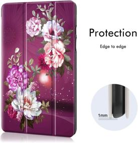 img 2 attached to 🌺 Hocase Compatible with Galaxy Tab A7 10.4 Case - Burgundy Flowers: Smart Flip PU Leather with Auto Sleep Wake Feature & Soft TPU Back Cover - 2020 10.4-inch Display