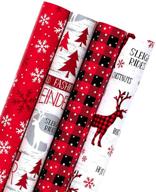 🎄 rustic holiday woodland scenes: wrapaholic christmas wrapping paper rolls - snowflake, plaid, reindeer - set of 4 rolls (30" x 120" per roll) logo