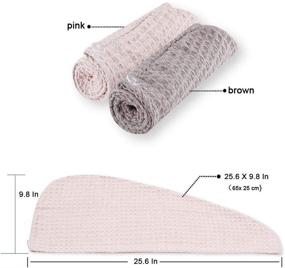 img 3 attached to 🌀 Optimized for SEO: Waffle Microfiber Hair Towel for Curly Hair - Long & Thick Hair Drying Towels Wraps for Women with Button, Plus Microfiber Towel Scrunchies for Wet Hair Turbans Wraps (2PACK White & Brown)