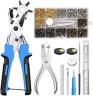 🛠️ kamtop leather hole punch set - 240 pcs leather rivets with revolving punch plier kit, double cap rivet revolving punch hole tool, heavy duty belt punch tool logo