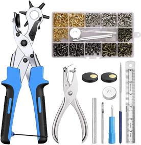 img 4 attached to 🛠️ Kamtop Leather Hole Punch Set - 240 PCS Leather Rivets with Revolving Punch Plier Kit, Double Cap Rivet Revolving Punch Hole Tool, Heavy Duty Belt Punch Tool