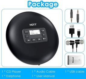 img 3 attached to 🎧 HOTT CD204 Portable CD Player - Personal Compact CD Player with LCD Display, Anti-Skip/Anti-Shock Technology - Walkman Small Music CD Player with Headphones & USB Cable - Perfect for Travel, Adults, Students, Kids (Black)