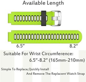 img 2 attached to Pwkutn Replacement Breathable Watch Band Soft Silicone Strap Lightweight Wristband For Garmin Forerunner 220/230/235/620/630/735XT/235Lite Green-Black