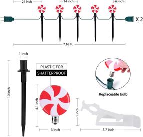 img 3 attached to 🍭 Enticing Peppermint Christmas Lollipop Pathway Lights: 7.2ft Plug-in Walkway Decoration with Hangable and Connectable Feature