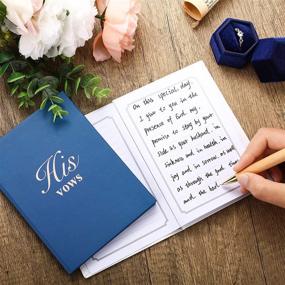 img 2 attached to Outus 2-Piece Wedding Day Vow Book Set - His and Hers Vow Booklet for Unforgettable Keepsake 📘 Vows. Perfect for Renewal, Bridal Showers, and Journalling. Navy Blue & White, 5.5 x 3.9 Inches, 40 Pages