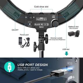 img 2 attached to 📸 19-дюймовая LED-кольцевая лампа с регулируемой цветовой температурой 3000-5800K: идеальна для макияжа на YouTube, видеозаписей и селфи
