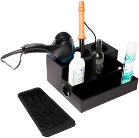img 4 attached to 💇 Houseables Blow Dryer Holder and Hair Product Organizer with Bonus Silicone Mat - 12” x 10.5” Storage for Styling Tools & Appliances, Brush Holders, Curling Iron - Ideal for Bathroom Vanity Accessories