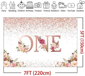 img 3 attached to 🎉 Mocsicka 1st Birthday Backdrop: Elegant Rose Gold First Floral Party Decorations for Girls - 7x5ft Miss Onederful Photography Background