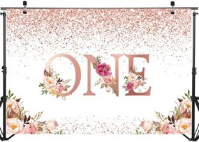 img 2 attached to 🎉 Mocsicka 1st Birthday Backdrop: Elegant Rose Gold First Floral Party Decorations for Girls - 7x5ft Miss Onederful Photography Background