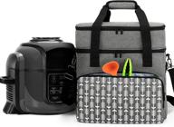 yarwo patented design carrying bag for ninja foodi, organized pressure cooker storage with pockets, gray with arrow logo