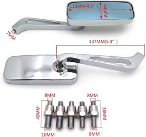 img 1 attached to 🔍 Высококачественные зеркала из алюминия в форме прямоугольника Chrome для большинства мотоциклов Suzuki Kawasaki Yamaha Harley Handlebar - HTTMT MT400-008
