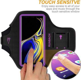 img 2 attached to 🏃 Stay Active with the Galaxy Note 20/10+/9/8 Armband: Sweatproof Sportband Bag with Fingerprint Touch and Card Slot (Purple)