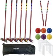 🏑 juegoal six player deluxe croquet set - wooden mallets, colored balls, sturdy bag - for adults & kids - perfect for lawn, backyard, and park - 28 inch логотип