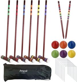 img 4 attached to 🏑 Juegoal Six Player Deluxe Croquet Set - Wooden Mallets, Colored Balls, Sturdy Bag - for Adults & Kids - Perfect for Lawn, Backyard, and Park - 28 Inch