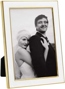 img 4 attached to 🖼️ 5x7 Elegant White Gold Brass Photo Frame - Modern Style Decorative Wedding Gifts - Afuly