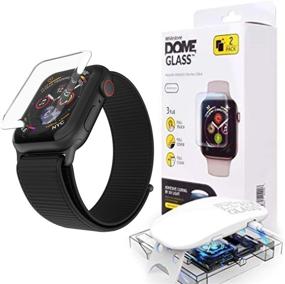 img 1 attached to 🔴 Защитное стекло Dome Glass 44 мм для Apple Watch Series 6 - Защитное стекло из закаленного стекла с технологией жидкого диспергирования с чехлом - два штуки (совместимо с Apple Watch 4, 5, 6)