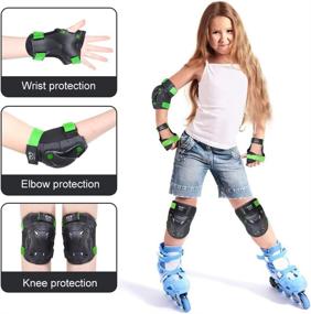 img 3 attached to 🛹 boruizhen Kids/Youth Knee and Elbow Pads with Wrist Guards - Inline Protective Gear Set for Skating, Skateboarding, Cycling, Biking, Riding, and More Sports