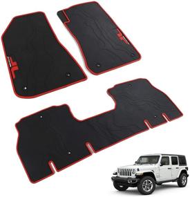 img 4 attached to 🔴 JL All Weather Floor Mats - JeCar Heavy Duty Rubber Waterproof Floor Liners JL 2018-2020 Jeep Wrangler JL Unlimited 4-Door (Red)