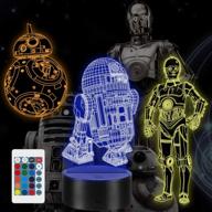 🌟 star wars 3d illusion night light - remote control decor lamp with 7 colors, perfect star wars gift for kids, boys, fans, and men логотип