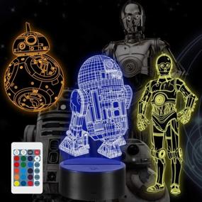 img 4 attached to 🌟 Star Wars 3D Illusion Night Light - Remote Control Decor Lamp with 7 Colors, Perfect Star Wars Gift for Kids, Boys, Fans, and Men