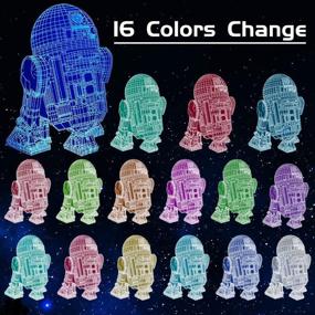 img 2 attached to 🌟 Star Wars 3D Illusion Night Light - Remote Control Decor Lamp with 7 Colors, Perfect Star Wars Gift for Kids, Boys, Fans, and Men