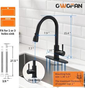 img 2 attached to 🚰 Premium Stainless Steel Black Kitchen Faucet with Pull Down Sprayer and Single Handle - 866068R