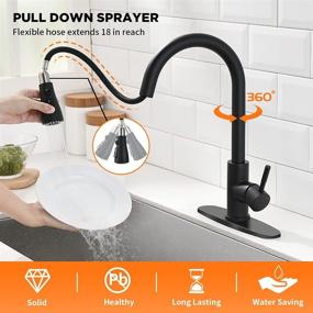 img 3 attached to 🚰 Premium Stainless Steel Black Kitchen Faucet with Pull Down Sprayer and Single Handle - 866068R