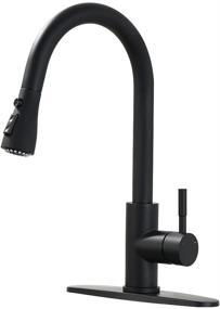 img 4 attached to 🚰 Premium Stainless Steel Black Kitchen Faucet with Pull Down Sprayer and Single Handle - 866068R