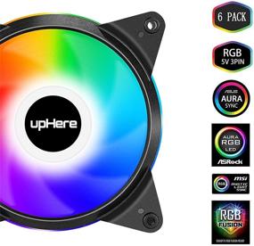 img 3 attached to 💨 Enhance Your PC Cooling with upHere 5V 6-Pack 120mm Silent Intelligent Control 5V Addressable RGB Fan - Sync with Motherboard, Controller Included! T3SYC3-6