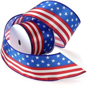 img 2 attached to 🌟 Stars and Stripes Wired Satin Ribbon Spool by Morex Ribbon - 2-1/2-Inch x 3-Yard - Red, White, and Blue