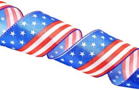 img 1 attached to 🌟 Stars and Stripes Wired Satin Ribbon Spool by Morex Ribbon - 2-1/2-Inch x 3-Yard - Red, White, and Blue