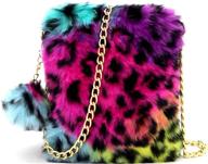 leopard print fluffy faux fur crossbody bag - women's handbags, wallets, and crossbody bags logo